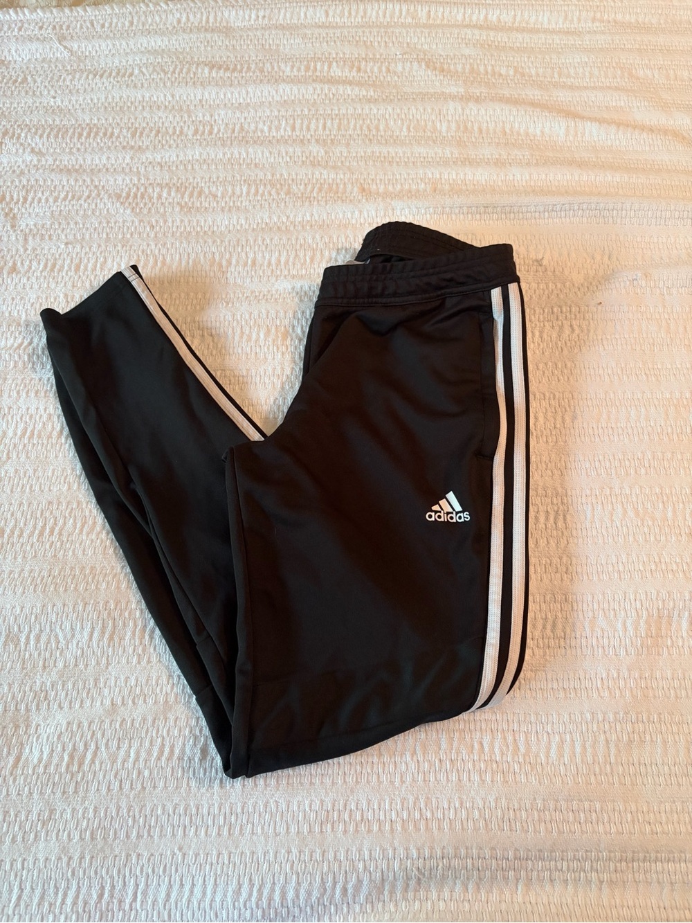 Women’s Adidas Black Track Pants with White Stripes